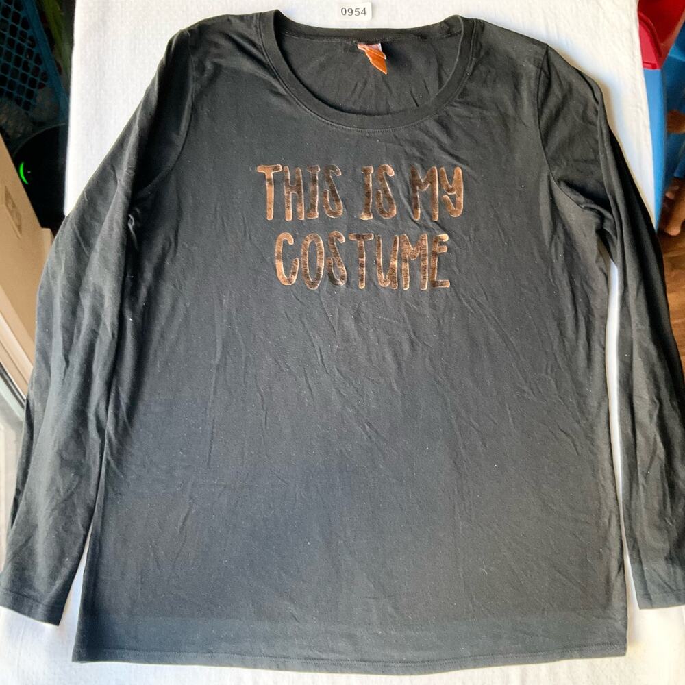 Halloween Women’s Long Sleeve T-shirt size 2XL, Black, This Is My Costume XXL